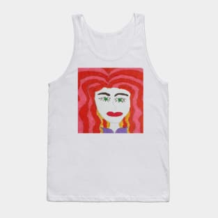 Abstract Face: Red Haired Woman Tank Top